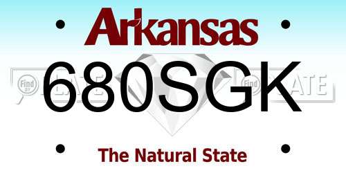 680SGK Arkansas License Plate