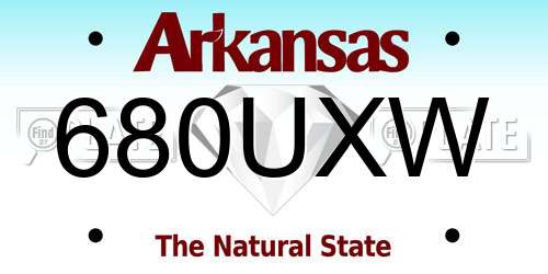 680UXW Arkansas License Plate