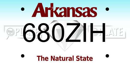 680ZIH Arkansas License Plate