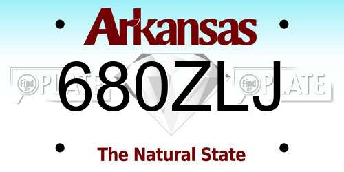 680ZLJ Arkansas License Plate
