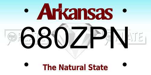 680ZPN Arkansas License Plate