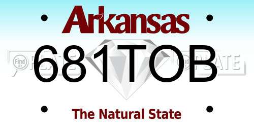 681TOB Arkansas License Plate