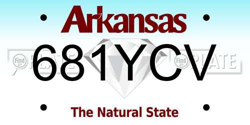 681YCV Arkansas License Plate