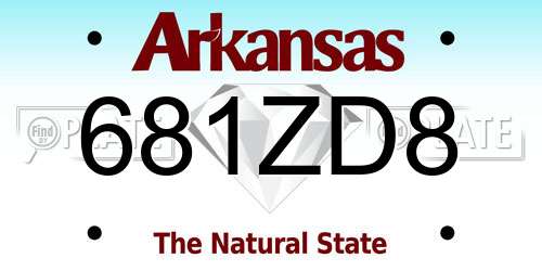 681ZD8 Arkansas License Plate