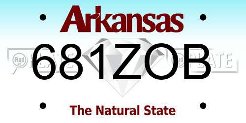 681ZOB Arkansas License Plate