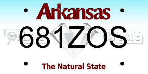 681ZOS Arkansas License Plate