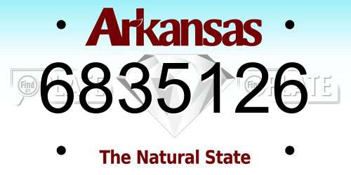 6835126 Arkansas License Plate