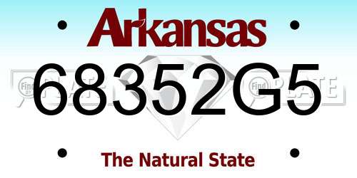 68352G5 Arkansas License Plate