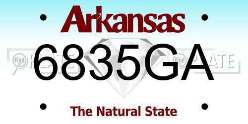 6835GA Arkansas License Plate