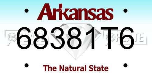 68381T6 Arkansas License Plate