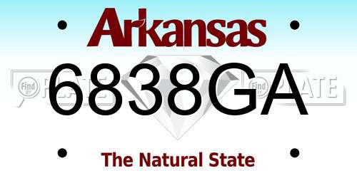 6838GA Arkansas License Plate