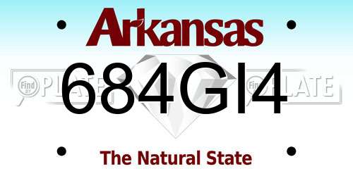 684GI4 Arkansas License Plate