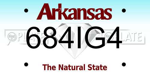 684IG4 Arkansas License Plate