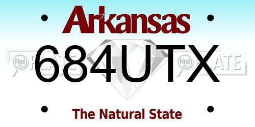 684UTX Arkansas License Plate