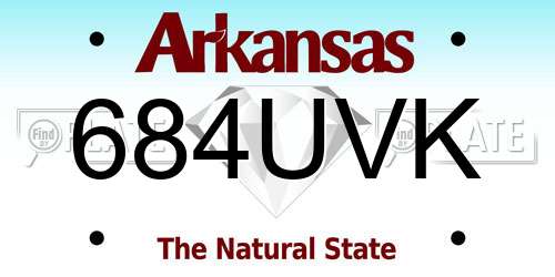 684UVK Arkansas License Plate