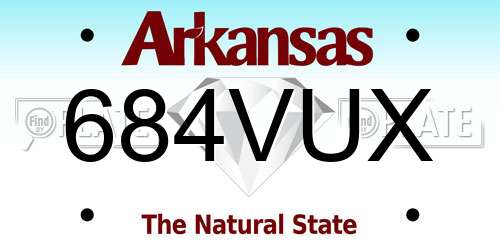 684VUX Arkansas License Plate