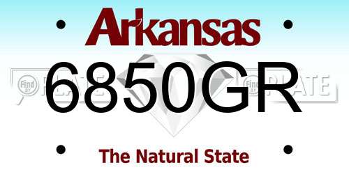 6850GR Arkansas License Plate