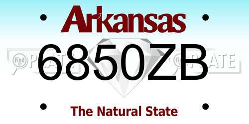 6850ZB Arkansas License Plate