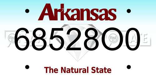 68528O0 Arkansas License Plate