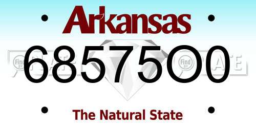 68575O0 Arkansas License Plate
