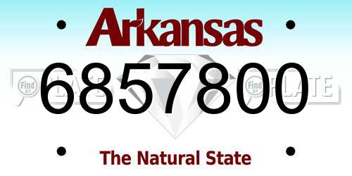 6857800 Arkansas License Plate