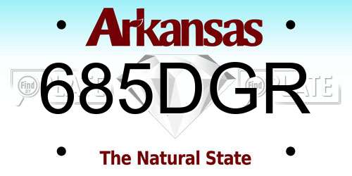 685DGR Arkansas License Plate