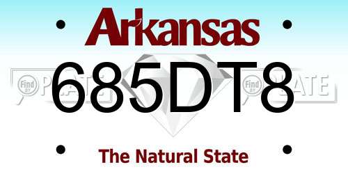 685DT8 Arkansas License Plate