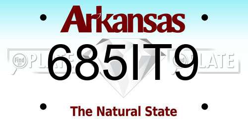 685IT9 Arkansas License Plate