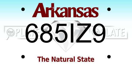 685IZ9 Arkansas License Plate