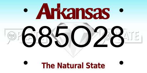 685O28 Arkansas License Plate