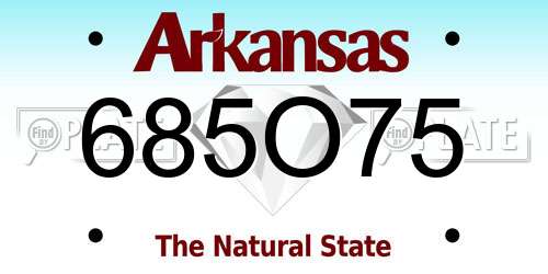 685O75 Arkansas License Plate