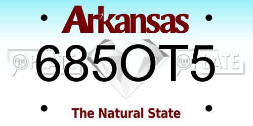685OT5 Arkansas License Plate