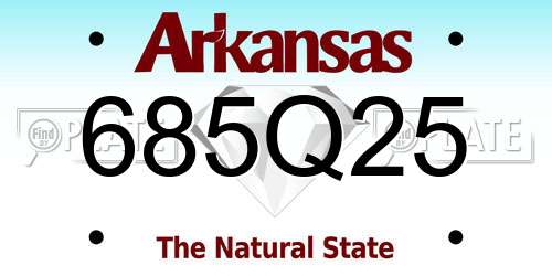 685Q25 Arkansas License Plate