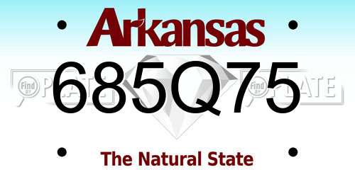 685Q75 Arkansas License Plate
