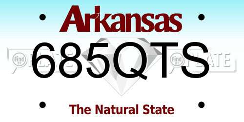 685QTS Arkansas License Plate