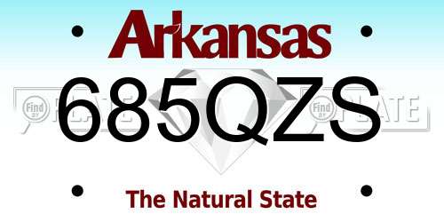 685QZS Arkansas License Plate