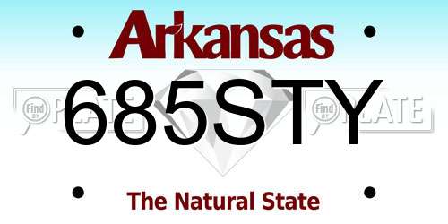 685STY Arkansas License Plate