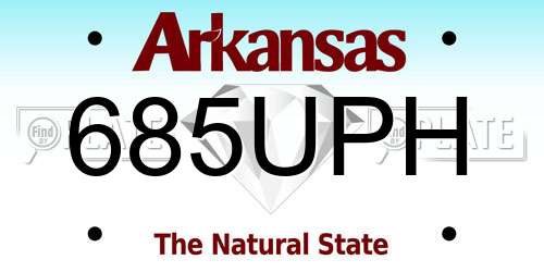 685UPH Arkansas License Plate