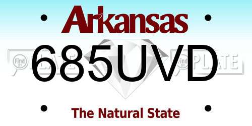685UVD Arkansas License Plate