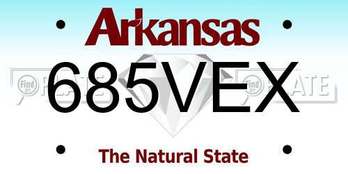 685VEX Arkansas License Plate