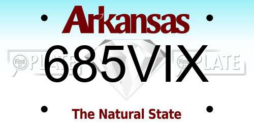 685VIX Arkansas License Plate