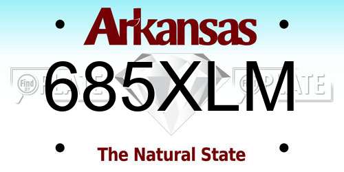 685XLM Arkansas License Plate