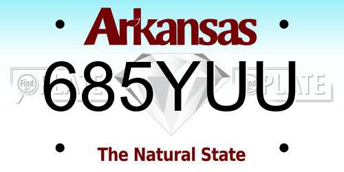 685YUU Arkansas License Plate