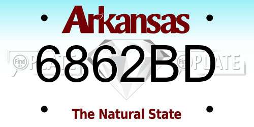 6862BD Arkansas License Plate