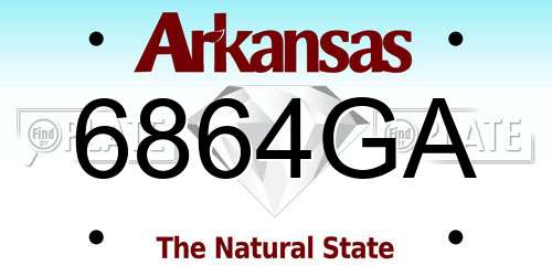 6864GA Arkansas License Plate