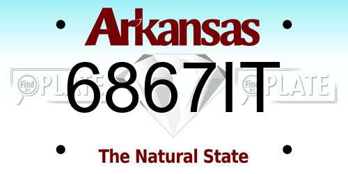 6867IT Arkansas License Plate