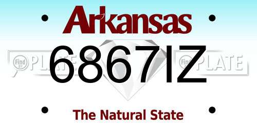 6867IZ Arkansas License Plate