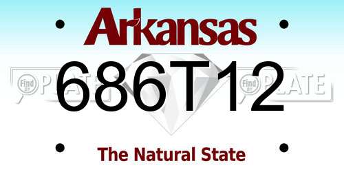 686T12 Arkansas License Plate