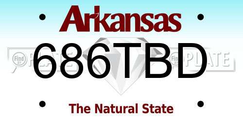 686TBD Arkansas License Plate