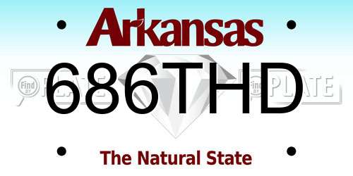 686THD Arkansas License Plate